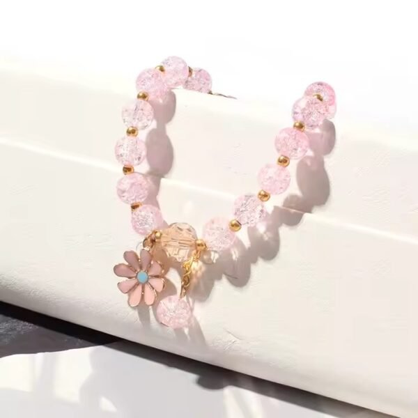 daisy sunflower crystal beaded bracelet